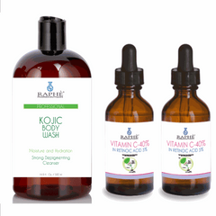 Kojic Acid Body Wash and two 60ml Vitamin C-40 retinoic acid serums for skin hydration and brightening