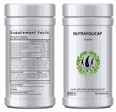 Customized functional supplement Nutrafolicap for natural hair growth in women, herbal vitamins and minerals formula