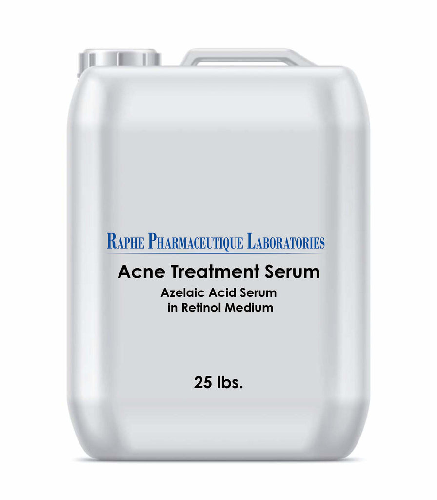 Bulk 25lbs gallon container of azelaic acid serum with retinol for acne treatment and skin care formulation