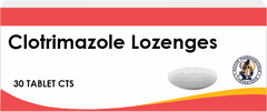Clotrimazole lozenges packaging for OTC topical treatment tablets