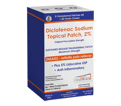 Diclofenac sodium topical patch 2% with lidocaine for arthritis pain relief and anti-inflammatory effect