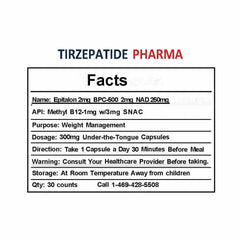 Epitalon 2mg BPC-157 2mg capsules for weight management with Methyl B12 and SNAC absorption enhancer, 30 count pack