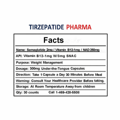 Semaglutide Captides 2mg with Methyl B12 1000mcg and NAD 250mg for weight management in oral capsules, 30-count pack.