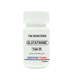 FDA registered Glutathione GSH skin whitening supplement with Vitamin B12 Triple XR capsules bottle