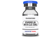 FDA registered vial of Ipamorelin with CJC-1295 high purity peptides and Vitamin B12 from Tirzepatide Pharma