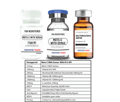 FDA registered MOTS-C with Semax peptide bottles with Vitamin B12 API and bacteriostatic water by Tirzepatide Pharma
