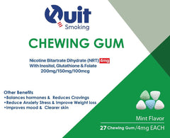 Zen-NRT Active anti smoking chewing gum with 4mg nicotine bitartrate dihydrate and mint flavor for craving reduction and weight control