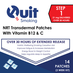 White Label Smoking Cessation Aid 14mg NRT transdermal patches with Vitamin B12 and C, 14 patches two-week kit for smoking cessation support