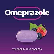 Omeprazole generic OTC wildberry mint tablet with time-release technology for stomach ulcer relief