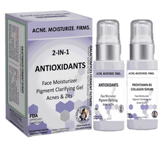 2-in-1 antioxidant moisturizer and serum for acne, spots, firming, and lifting skin care pack of 2