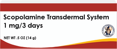 Scopolamine transdermal system patch 1 mg lasting 3 days with 14g net weight packaging