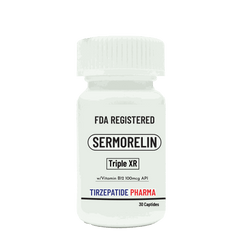 FDA registered Sermorelin Peptide Triple XR bottle with Vitamin B12 by Tirzepatide Pharma