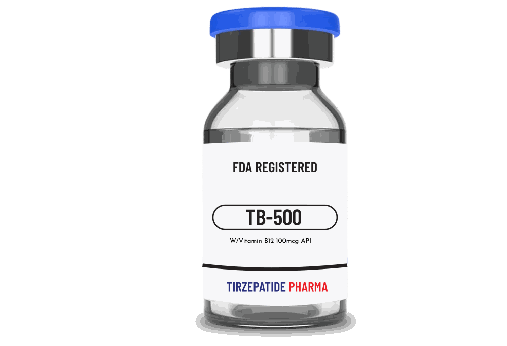 Thymosine TB-500 vial with Vitamin B12 FDA registered peptide product by Tirzepatide Pharma