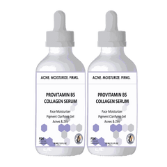Two bottles of Provitamin B5 Collagen Serum for face moisturizing, acne, and pigment clarifying, best seller signature serum.