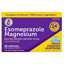 Esomeprazole Magnesium delayed-release capsules for frequent heartburn relief, 20 mg, 42 count bottle