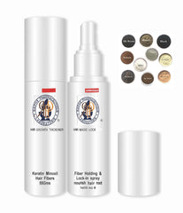 White Label Hydrolyzed Keratin Fibrils 99.9% & 0.1% Crystalline Minoxidil Sulfate 50g and Fiber Holding Spray 120ml