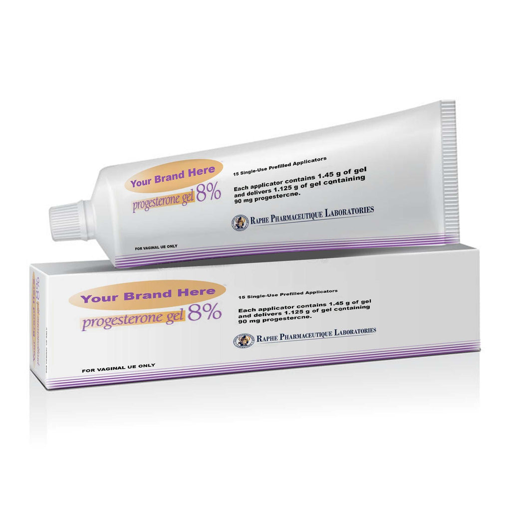 Progesterone and testosterone hormone replacement therapy cream in 8% gel with packaging for private label