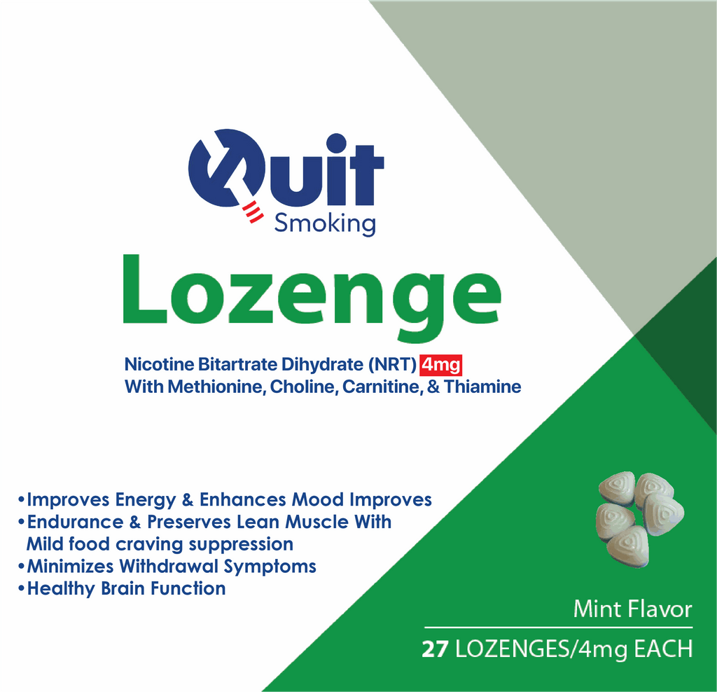 NRT Active Lozenges with Methionine, Choline, Carnitine, Thiamine, 4mg nicotine, mint flavor, 27 count for smoking cessation and energy boost