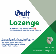 NRT Active Lozenges with Methionine, Choline, Carnitine, Thiamine, 4mg nicotine, mint flavor, 27 count for smoking cessation and energy boost
