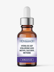 Hydrating Pro-Vitamin B5 serum with hyaluronic acid and MSM in amber dropper bottle