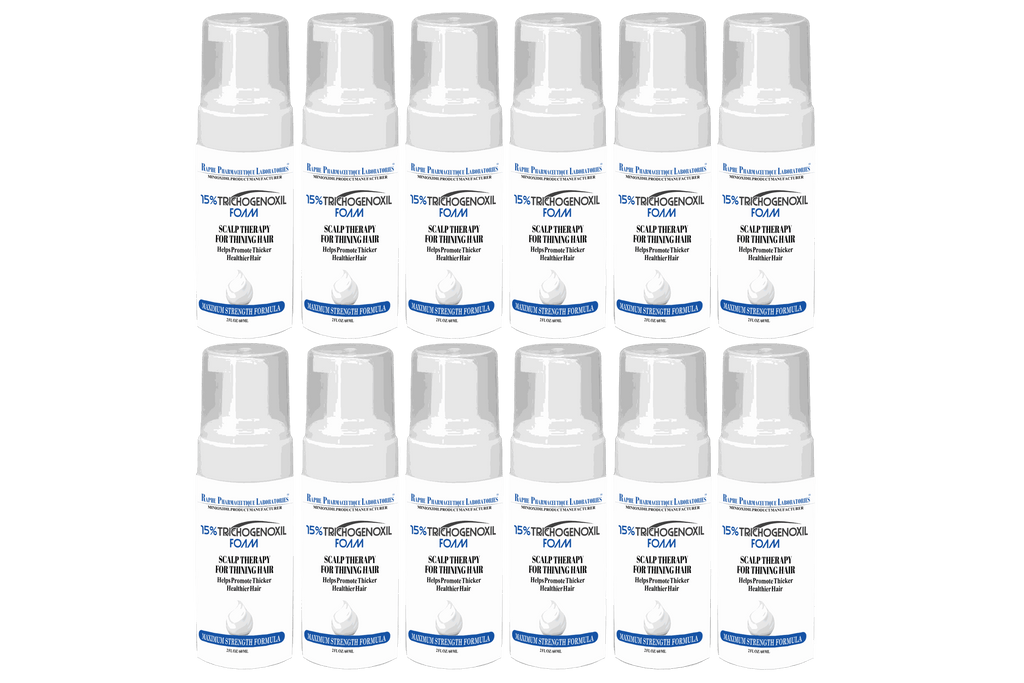 Fast Action Natural Hair Restoration Foam 12-pack for thinning hair treatment with 15% Trichogenoxil and biotin