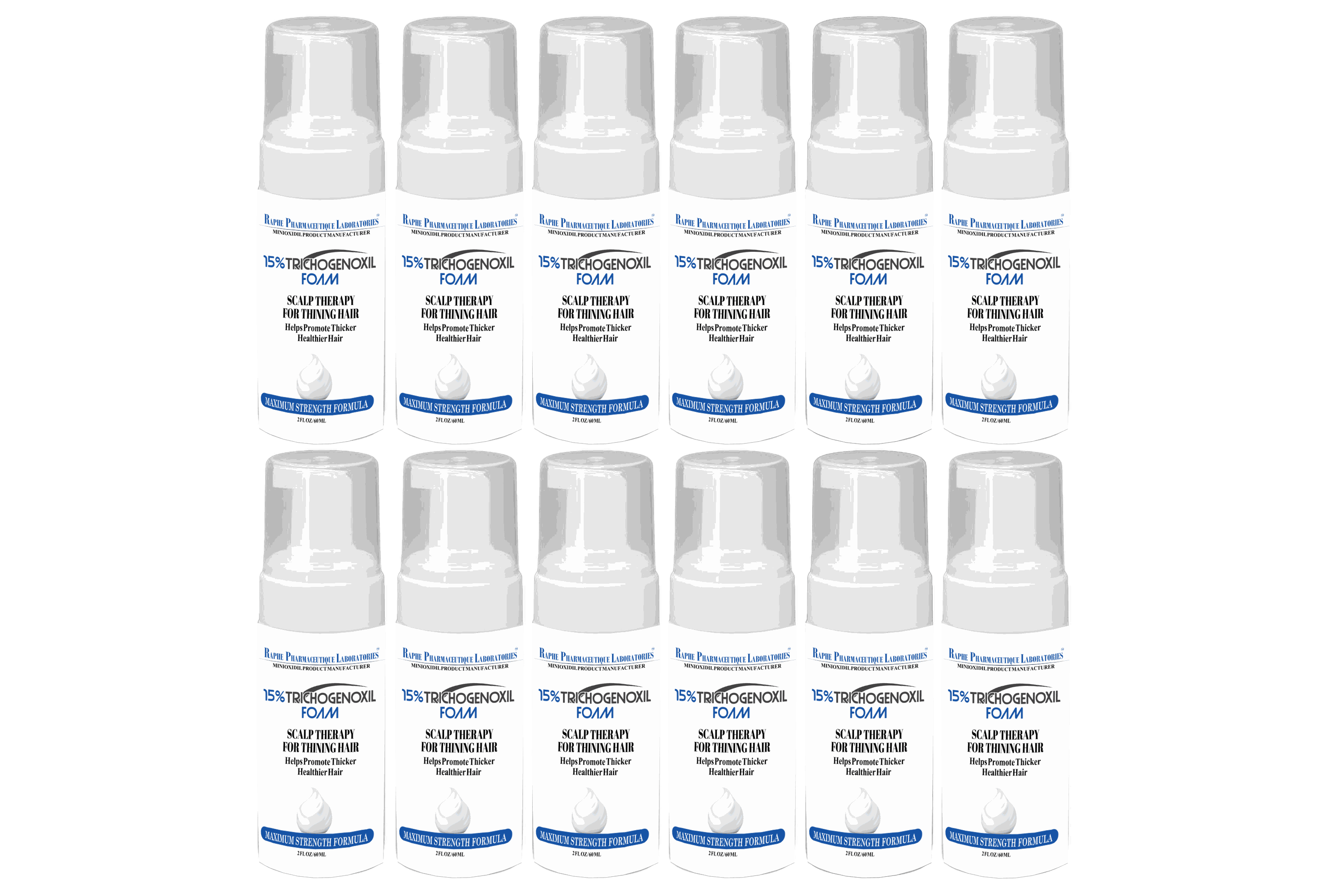 Fast Action Natural Hair Restoration Foam 12-pack for thinning hair treatment with 15% Trichogenoxil and biotin
