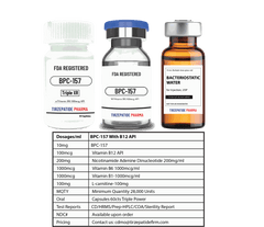 BPC-157 Salt peptide vials with Vitamin B12 API and bacteriostatic water for injection, FDA registered by Tirzepatide Pharma