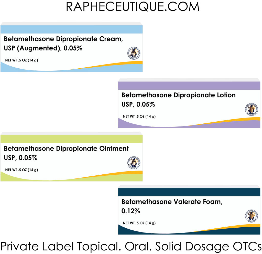 Betamethasone topical creams, lotions, ointments, and foam for anti-inflammatory treatment private label products