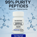 CJC-1295 high purity peptides bottle with 99% purity label by Tirzepatide Pharma