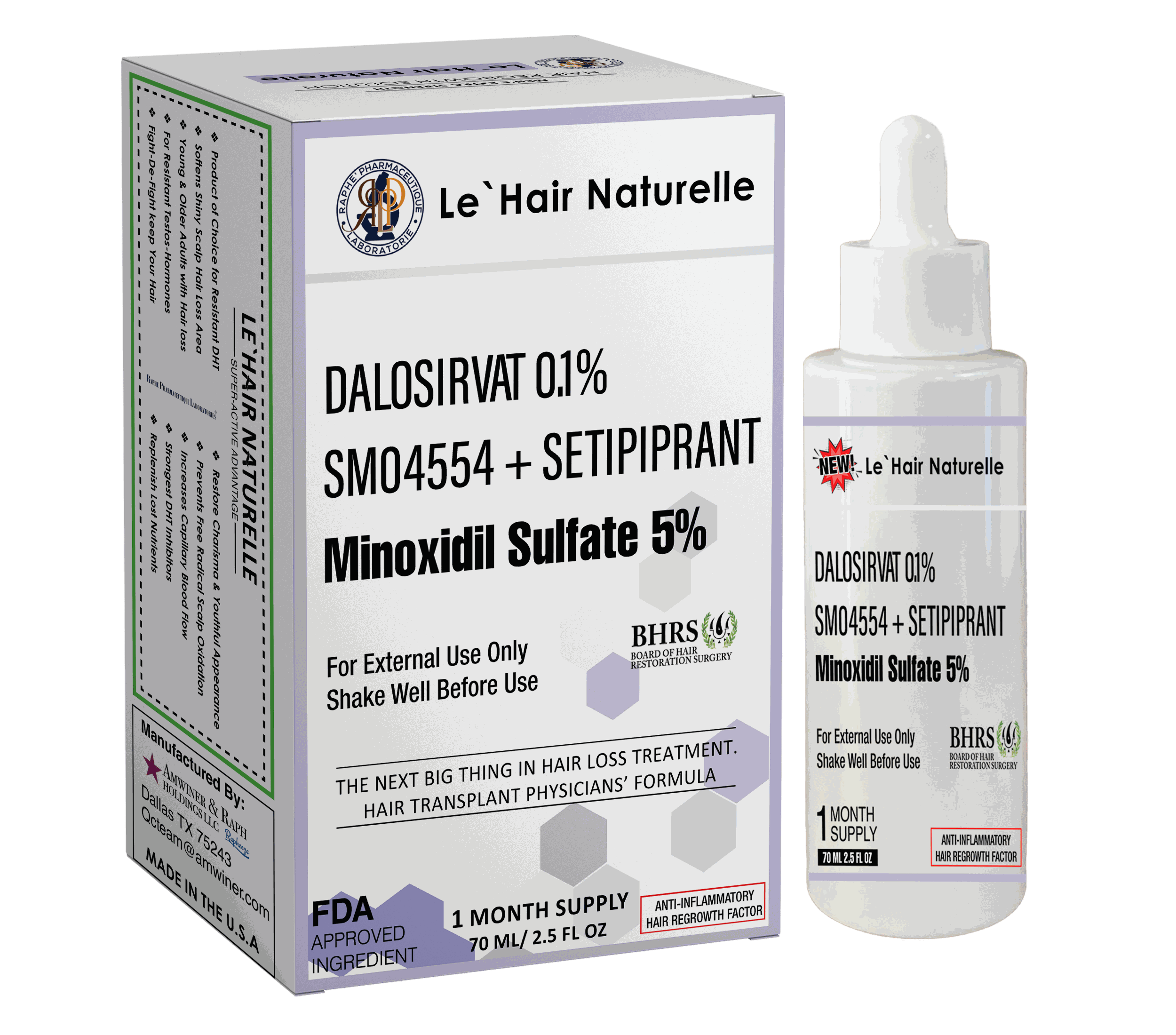 New Research Hair Loss prevention product Dalosirvat SM04554 Setipiprant Minoxidil Sulfate 70ml anti-inflammatory hair growth serum