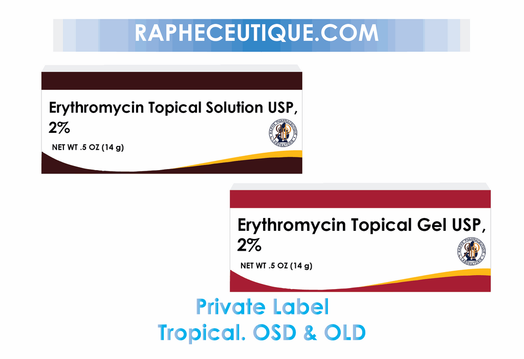 Erythromycin topical solution and gel 2% boxes for private label pharmaceutical manufacturing
