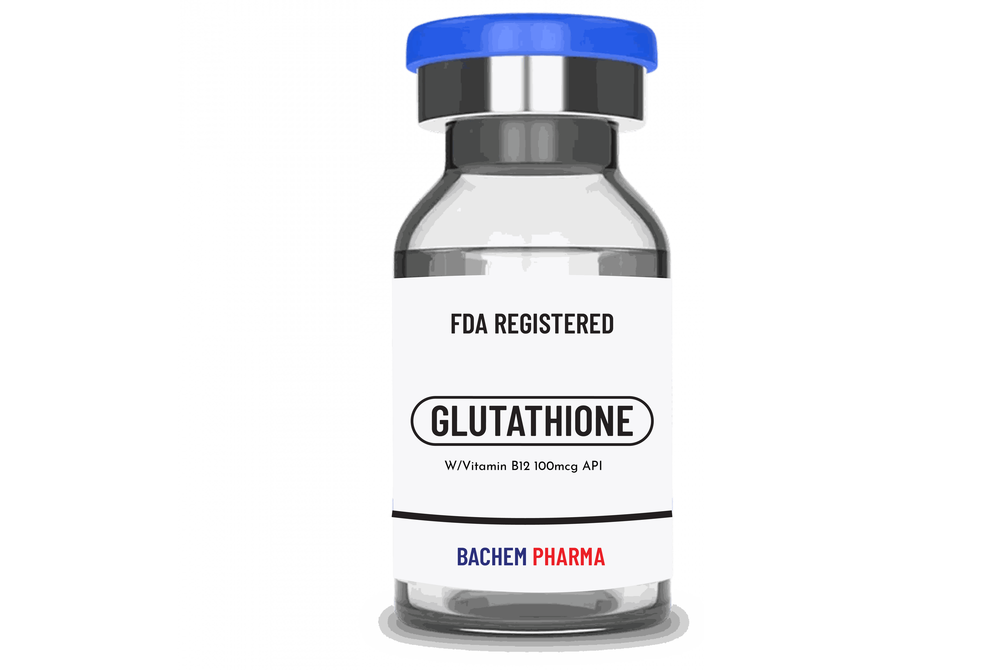 Glutathione GSH skin whitening peptide with Vitamin B12, FDA registered pharmaceutical vial