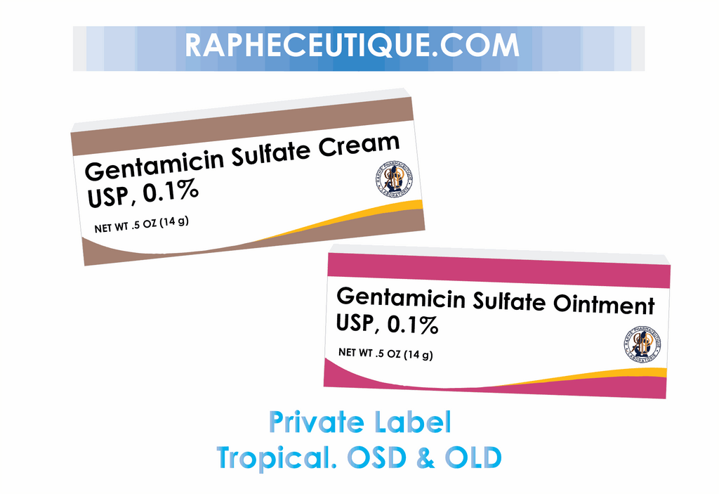 Gentamicin Sulfate Cream and Ointment USP 0.1% private label topical medication boxes