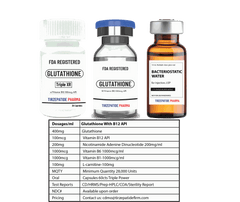 Glutathione GSH skin whitening supplements with Vitamin B12 and peptide optimization by Tirzepatide Pharma
