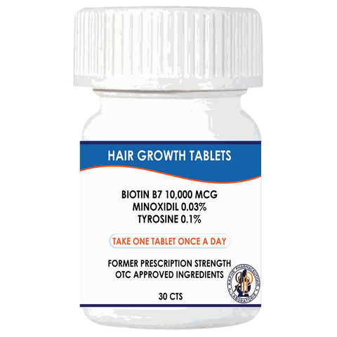 Over-the-Counter Hair Tablets Maximum Strength 10,000mcg Biotin 0.03% Minoxidil and 0.1% Tyrosine