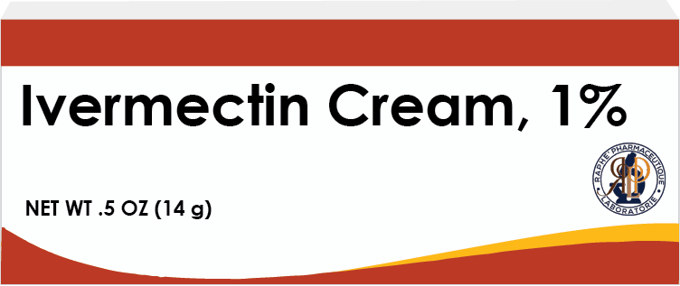 Ivermectin Cream 1% topical medication tube with pharmaceutical branding and 14g net weight.