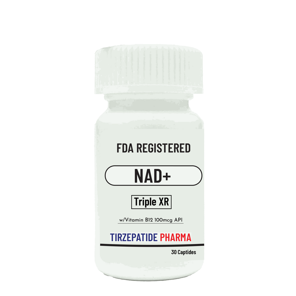 FDA registered NAD+ Peptide 400mg bottle with Vitamin B12 and Triple XR formula