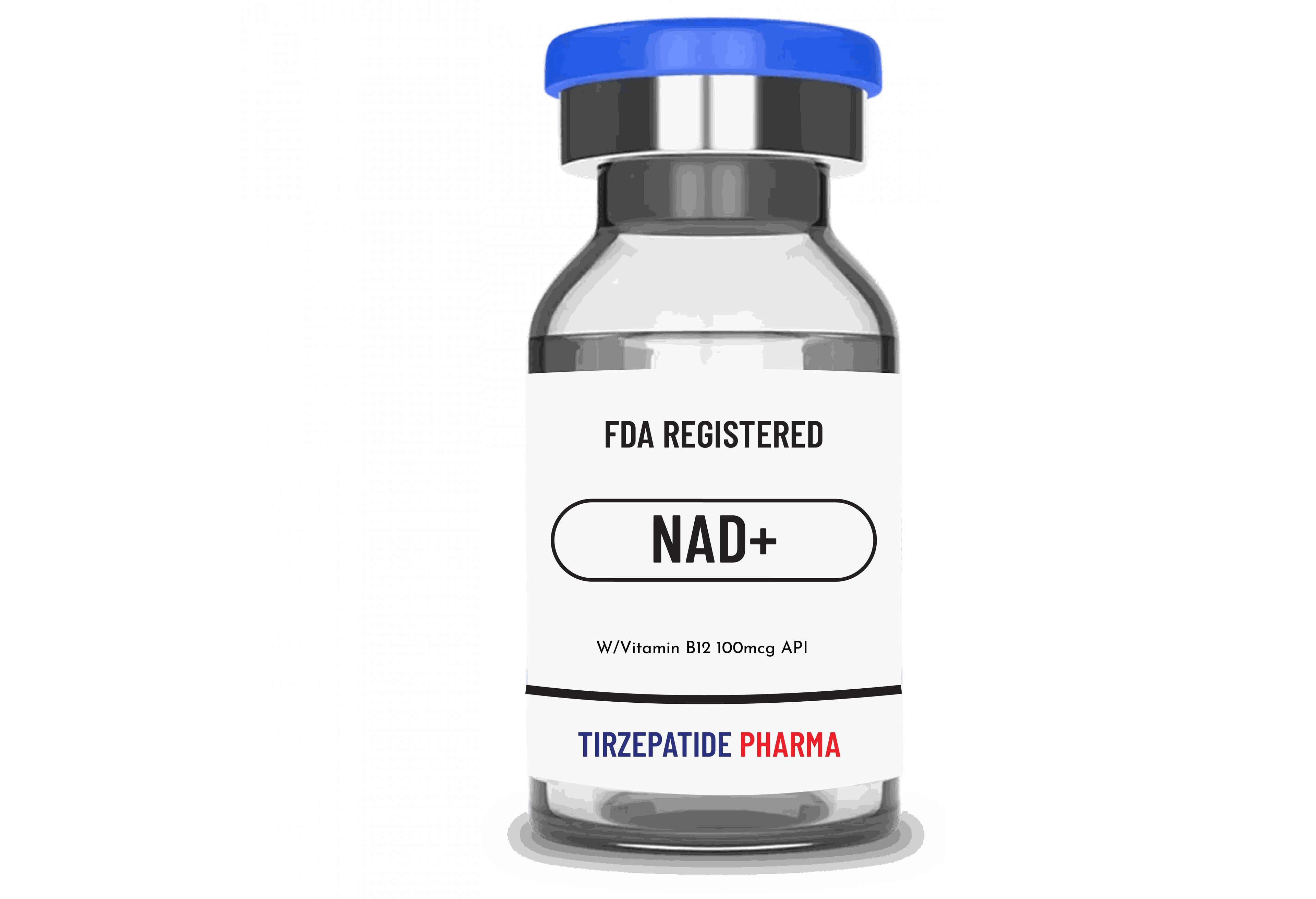 FDA registered NAD+ Peptide vial with Vitamin B12 100mcg API by Tirzepatide Pharma