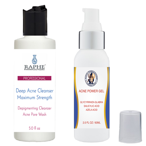 Natural Acne Gel-Glycyrrhiza Glabra-Serum 60ml & Maximum Strength Acne Cleanser 5oz 6-Pack