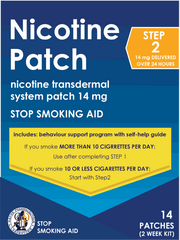 Nicotine smoking cessation transdermal patch 14 mg stop smoking aid box with 14 patches