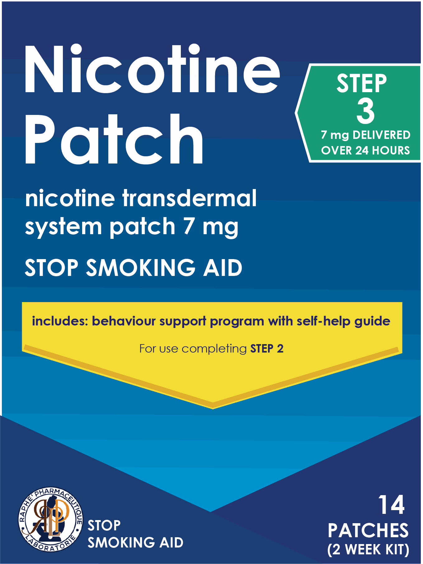 Nicotine smoking cessation transdermal patch 7 mg stop smoking aid packaging