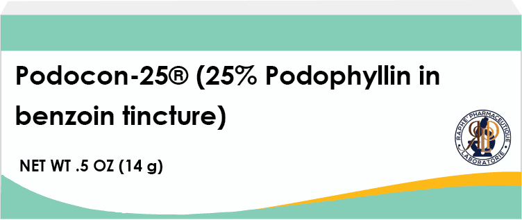 Podocon-25 podophyllin 25% in benzoin tincture topical treatment packaging
