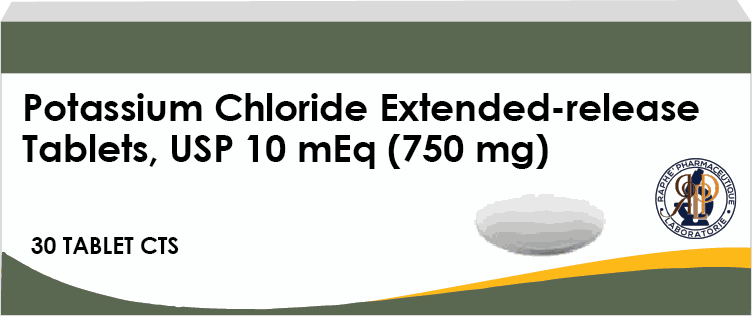Potassium Chloride extended-release tablets 750 mg bottle with 30 count pack label