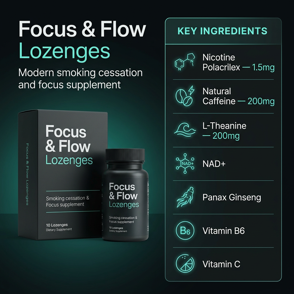 Focus & Flow Nicotine Lozenges | 1.5mg Nicotine + NAD+ & Caffeine Private Label