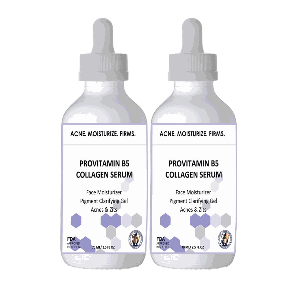 Acne treatment face moisturizer with provitamin B5 collagen serum for firming and acne care in 2-pack 60ml bottles