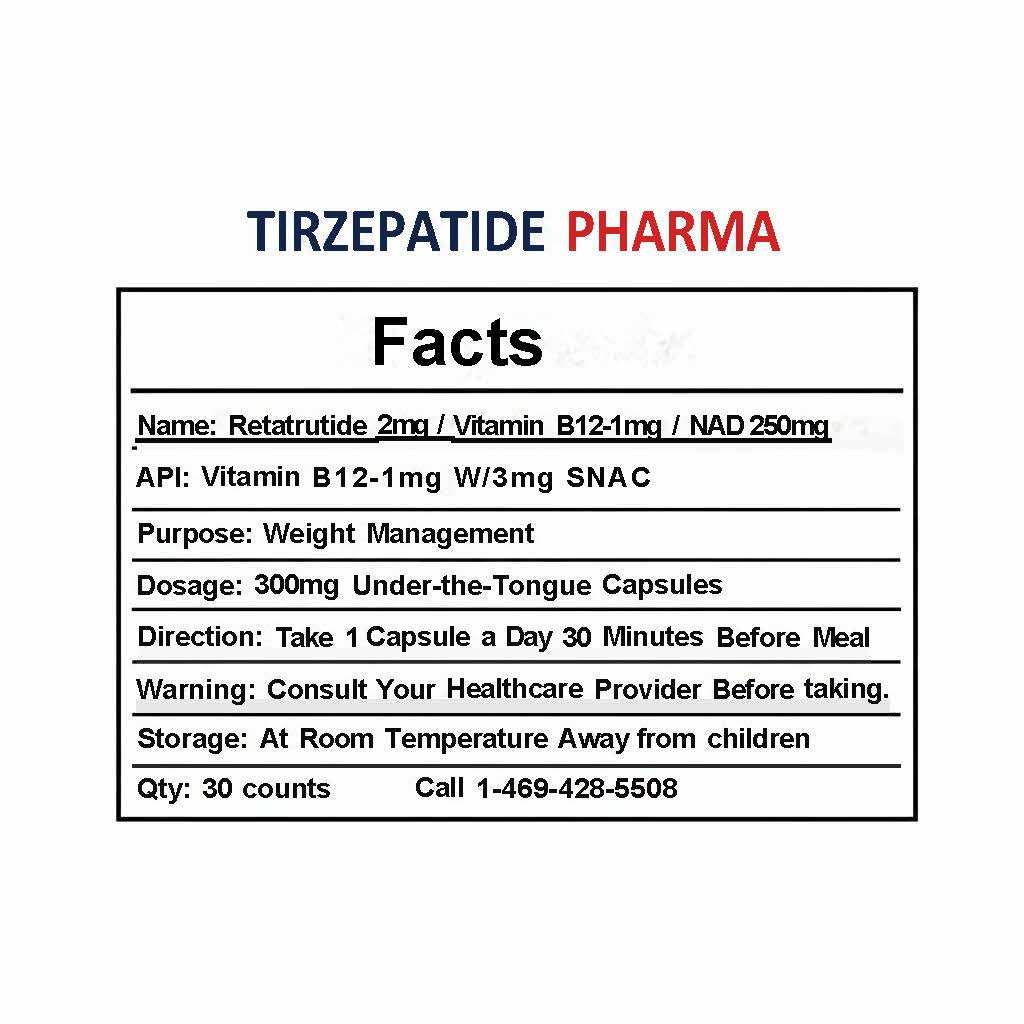 Retatrutide 2mg capsules with Vitamin B12 and NAD for weight management and metabolism support