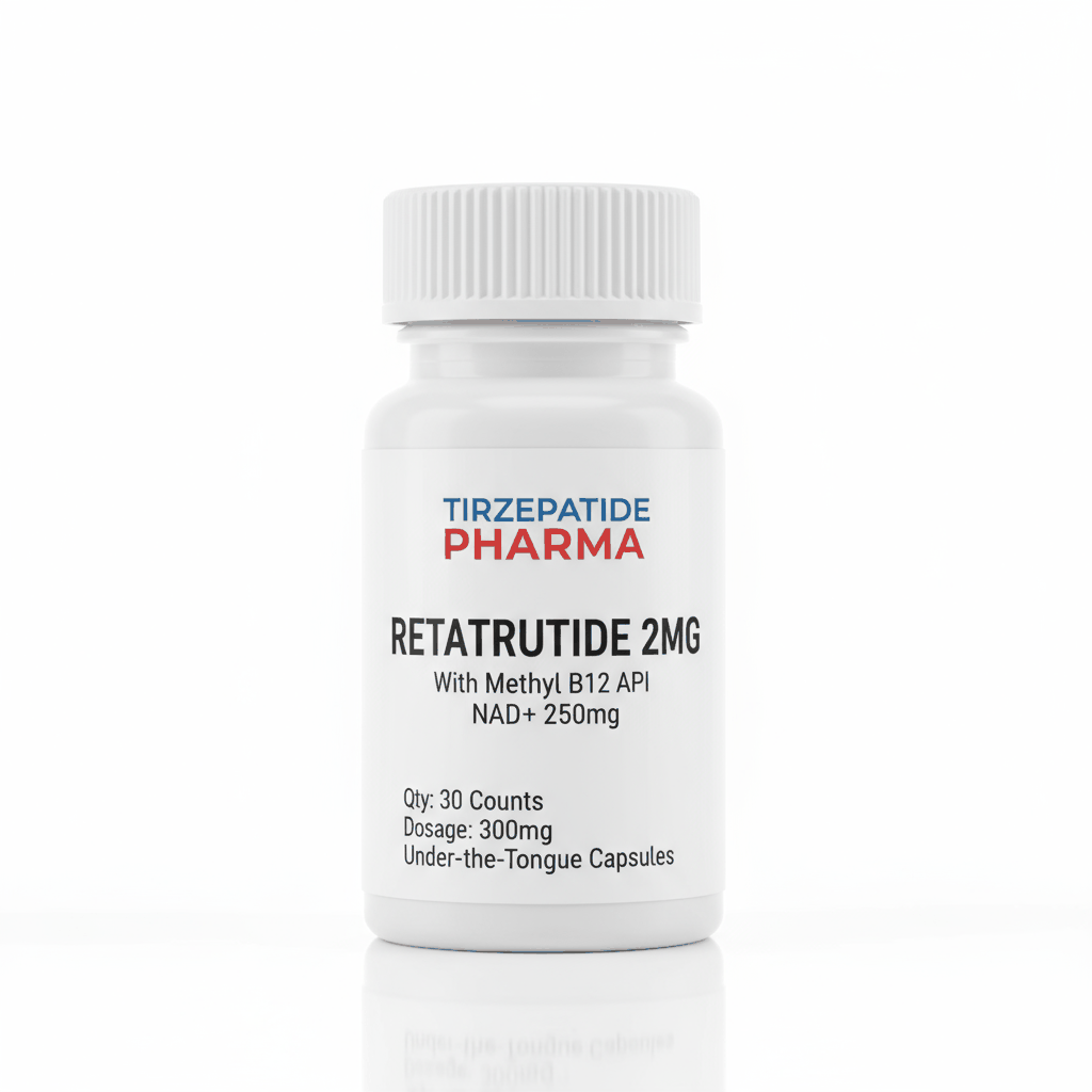 Retatrutide 2mg capsules with Methyl B12 and NAD+ for metabolism and muscle support, 30 count bottle