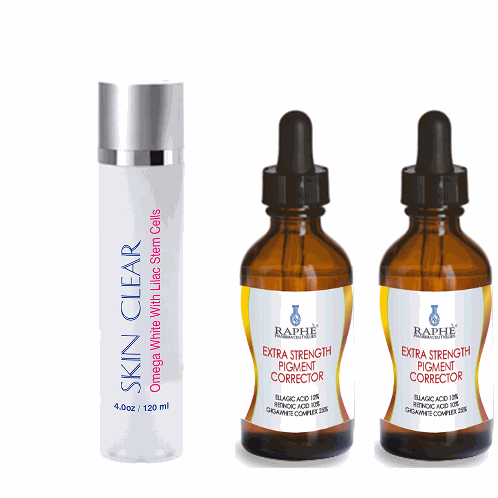 Even Skin Tone Omega Skin Clear Lilac Cells Emulsion and Extra Strength Pigment Corrector serum set