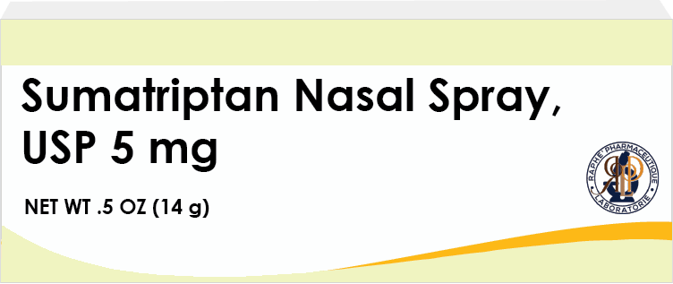 Sumatriptan nasal spray 5 mg box front with pharmaceutical branding