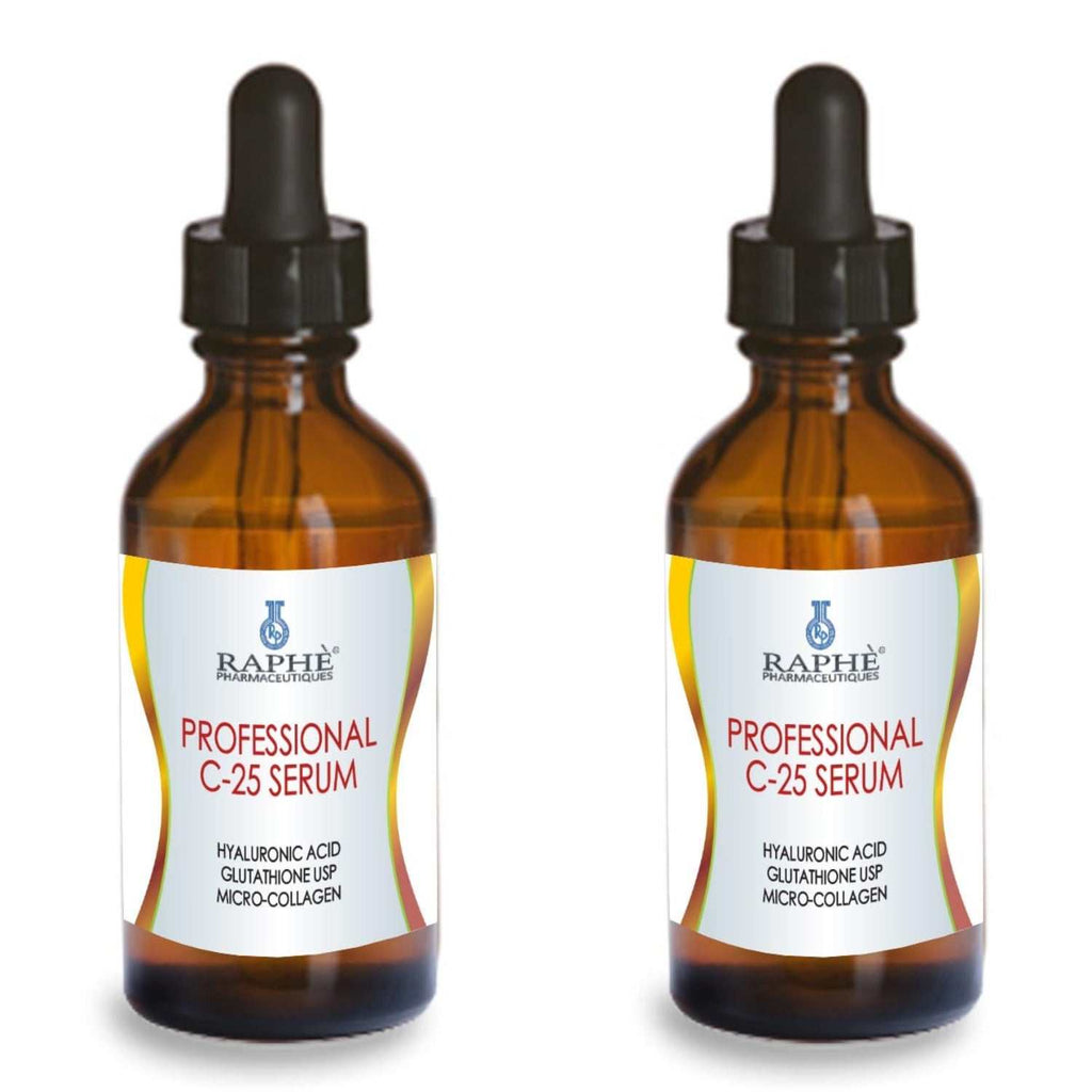 2 packs vitamin c serum bottles with hyaluronic acid, glutathione, and collagen for skin care